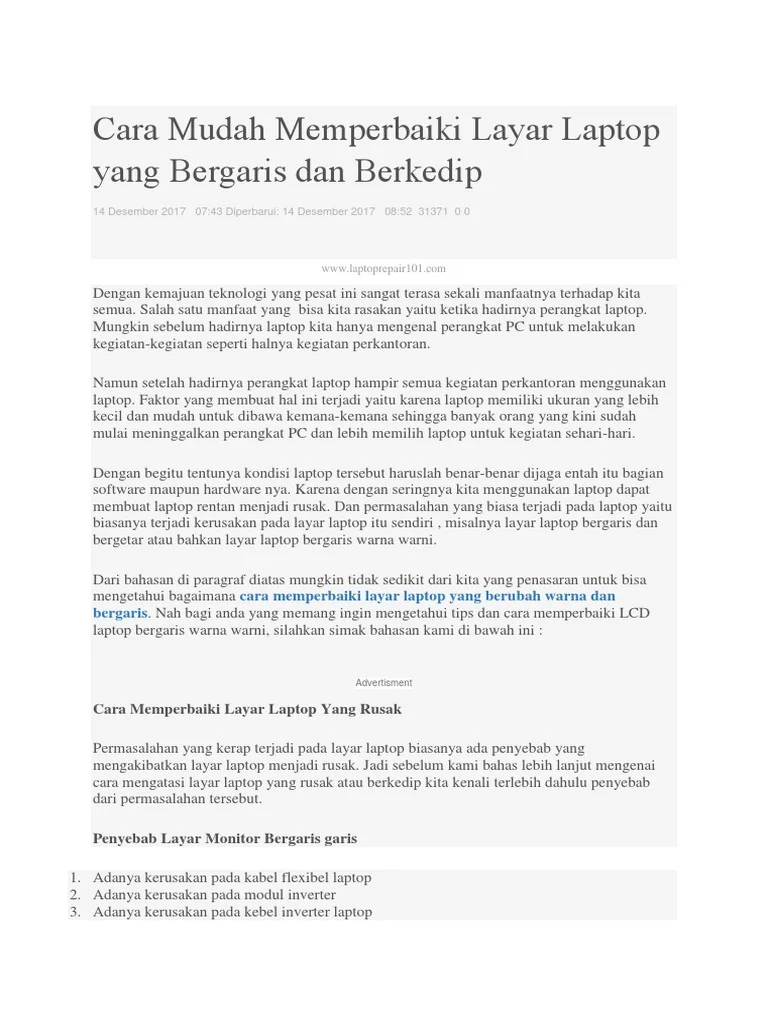 Cara memperbaiki layar laptop berkedip – Panduan Teknis Lengkap