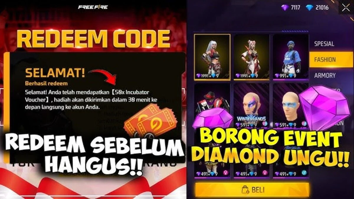 Kejutan Kode Redeem Free Fire 8-9 Maret 2026: Skin, Diamond, dan Hadiah Besar Gratis!