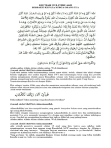 Khutbah Idul Fitri 2026: Berbakti pada Orang Tua, Menjaga Kesucian, dan Menumbuhkan Taqwa