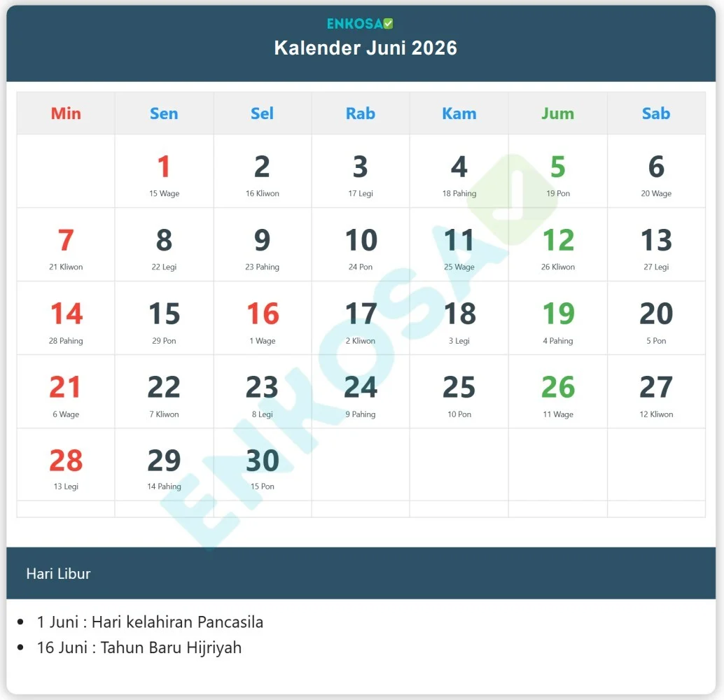 1 Juni 2026: Tanggal Merah atau Bukan? Ini Keterangannya